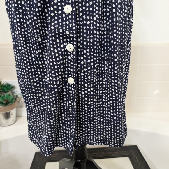 Vintage J.B. Wright Ltd Petites 80s Button Up Blue Polkadot Dress - Size 8 (NWT) - Picture 4 of 13